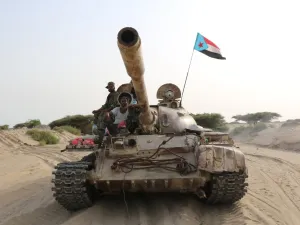 Fighters of the UAE-trained Security Belt Force, dominated by members of the the Southern Transitional Council (STC) which seeks independence for south Yemen (AFP)