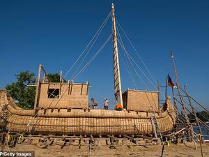 A boat made of reeds will be put to the test by a team of intrepid adventurers when they embark on their 800 mile journey from the Black Sea to Crete in August. (AFP/ File Photo)