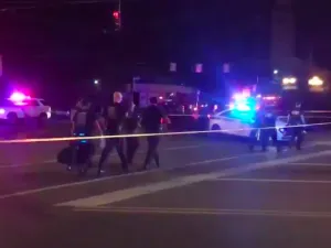 Police cordon off a nightlife district in Dayton, Ohio following a mass shooting there. Derek Myers/AFP/Getty Images