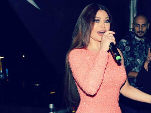 Haifa Wehbe chose a of a dazzling pink attractive summery dress for her concert in Gothenburg haifawehbe Instagram