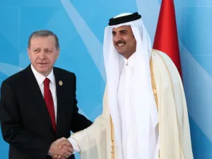 Turkish President Recep Tayyip Erdogan and the Emir of Qatar, Sheikh Tamim ben Hamad al-Thani. (AFP/ File Photo)