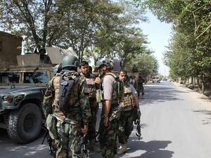 Afghan soldiers gather at a street in Kunduz on August 31, 2019. Afghan security forces "repelled" a coordinated Taliban assault on the northern city of Kunduz on August 31. (AFP/ File Photo)