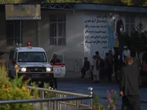 An ambulance is pictured outside Wazir Akbar Khan hospital as people wait after a massive explosion the night before in Kabul on September 3, 2019. (AFP/ File Photo)