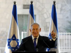 Israeli Prime Minister Benjamin Netanyahu delivers a speech during an event marking the anniversary of the 1929 killing of 67 Jews by Palestinian rioters, in the West Bank town of Hebron, on September 4, 2019. (AFP/ File Photo)