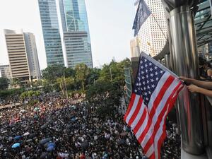 Protesters march from Chater Garden to the US consulate in Hong Kong on September 8, 2019, to call on the US to pressure Beijing to meet their demands and for Congress to pass a recently proposed bill that expresses support for the protest movement. (AFP/ File Photo)