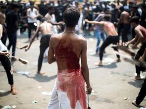 Shiite Muslim mourners flagellate themselves during a procession on the tenth day of Muharram which marks the day of Ashura, in New Delhi on September 10, 2019. (AFP/ File Photo)