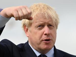 Britain's Prime Minister Boris Johnson visits the NLV Pharos, a lighthouse tender moored on the river Thames to mark London International Shipping Week in London on September 12, 2019. DANIEL LEAL-OLIVAS / AFP / POOL