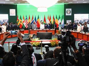 This picture taken on September 14, 2019, shows a general view of the conference room during the opening ceremony of ECOWAS G5 security summit in Ouagadougou. West African leaders meet in the capital of Burkina Faso on September 14, 2019. (AFP/ File Photo)