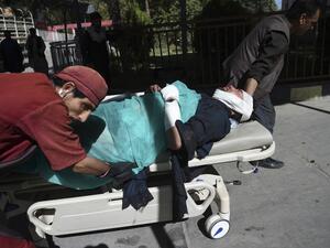 An injured man is brought on a stretcher as he receives treatments at the Wazir Akbar Khan hospital following a blast, in Kabul on September 17, 2019. (AFP/ File Photo)