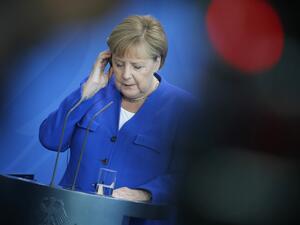 German Chancellor Angela Merkel gives a joint press conference with the Serbian Prime Minister (not in picture) at the Chancellery in Berlin on September 18, 2019. (AXEL SCHMIDT / AFP)