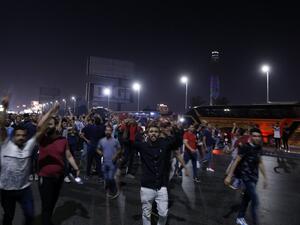In Cairo dozens of people joined night-time demonstrations around Tahrir Square -- the epicenter of the 2011 revolution that toppled the country's long-time autocratic leader. (STR / AFP)