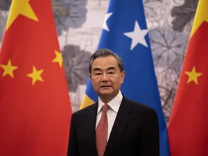 China's Foreign Minister Wang Yi looks on during the signing of a joint communique establishing diplomatic relations between China and the Solomon Islands, at the Diaoyutai State Guesthouse in Beijing on September 21, 2019. (NOEL CELIS / AFP)