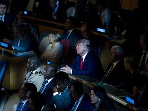 US President Donald Trump (C) attends the UN Climate Action Summit on September 23, 2019 at the United Nations Headquaters in New York City. Johannes EISELE / AFP