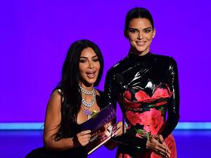 Kim Kardashian, who took to the stage with half-sister Kendall Jenner to present the award for outstanding competition series
