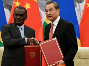 China's Foreign Minister Wang Yi and the Solomon Islands' Minister of Foreign Affairs Jeremiah Manele signed an agreement to form ties at a government guest house in the Chinese capital, Beijing (Twitter)