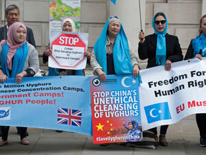 Uyghur Muslim Protest opposite Chinese Embassy.  (Shutterstock/ File Photo)