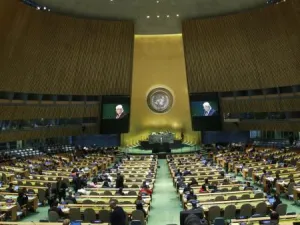Yemen's foreign minister Mohammed Abdullah al-Hadrami during his speech at the UN General Assembly(Twitter)