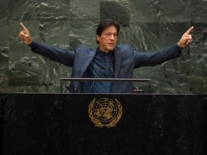 Pakistani Prime Minister Imran Khan speaks during the 74th Session of the General Assembly at UN Headquarters in New York. (AFP/ File Photo)