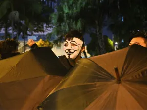 A protester wearing a mask takes part in a protest in the Wanchai district in Hong Kong on October 4, 2019, after people hit the streets when the government earlier announced a ban on facemasks. (AFP/ File Photo)