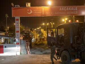 Turkish army soldiers drive towards the border with Syria near Akcakale in Sanliurfa province on October 8, 2019. Turkey said on October 8, 2019, it was ready for an offensive into northern Syria, while President Donald Trump insisted the United States had not abandoned its Kurdish allies who would be targeted in the assault. (AFP/ File Photo)