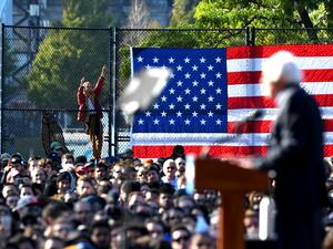 2020 Democratic presidential hopeful US Senator Bernie Sanders (D-VT) speaks to supporters during a campaign rally on October 19, 2019 in New York City. Johannes EISELE / AFP 