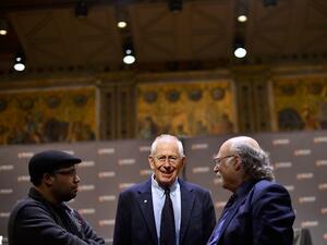 Nobel Prize winner James Peebles arrives to speak during a press conference at Princeton University on October 8, 2019 in Princeton, New Jersey. Peebles was awarded the 2019 Nobel Prize in Physics for theoretical discoveries in physical cosmology. (Mark Makela/Getty Images/AFP)