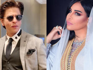 A video for Emarati songstress Ahlam standing opposite to Bollywood legand Shahrukh Khan Source ahlamalshamsi iamsrk Instagram
