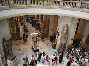 Interior view of The Grand Egyptian Museum (GEM), also known as the Giza Museum, described as the largest archaeological museum in the world. (Shutterstock/ File Photo)