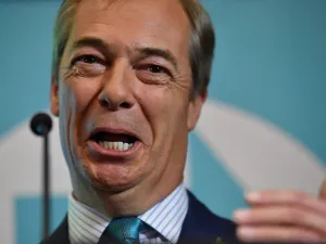 Brexit Party leader Nigel Farage speaks on stage during an event to launch the Brexit Party general election campaign in London on November 1, 2019. Britain goes to the polls on December 12, 2019 to vote in a pre-Christmas general election. Ben STANSALL / AFP