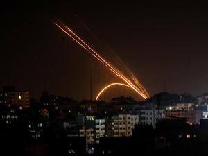 Rockets are fired from the Gaza Strip toward Israel (AFP)