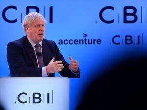 Britain's Prime Minister Boris Johnson speaks at the annual Confederation of British Industry (CBI) conference in central London, on November 18, 2019. (Ben STANSALL / AFP)