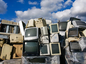 Junked crts computer monitors, tvs and old printers (Shutterstock)	