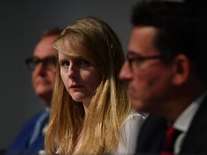 Former Brexit Party MEP for Yorkshire and Humber, Lucy Harris attends a press conference after resigning the The Brexit Party whip to back the Conservative Party in the upcoming General Election, in Westminster, central London on December 5, 2019. (AFP/ File Photo)
