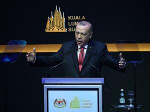 Turkey's President Recep Tayyip Erdogan delivers his speech during the opening ceremony of the Kuala Lumpur Summit in Kuala Lumpur on December 19, 2019. Mohd RASFAN / AFP
