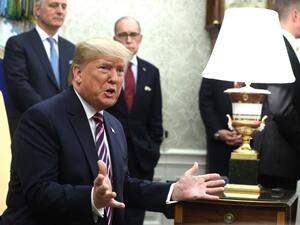 U.S. President Donald Trump speaks to members of the media during a meeting with President of Paraguay Mario Abdo Benitez in the Oval Office of the White House December 13, 2019 in Washington, DC. AFP/ File