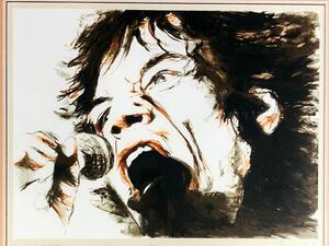 Mick Jagger belts out a tune in one of the pieces of artwork that is being sold. The group has been collected over a several years by a private collector but have now been put back on the market (dailymail)