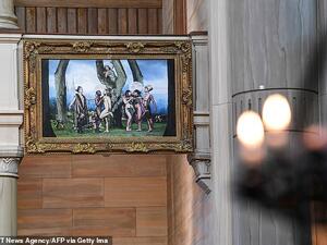 The 1.3 by 1.9 metre photograph was offered to the St. Paul's Church in Malmo, the third largest city in the country, where it was located to the right of the altar from its inauguration on December 1, 2019.(AFP/ File Photo)
