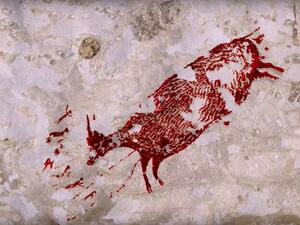 Cave painting discovered on island of Sulawesi in Indonesia (Twitter)