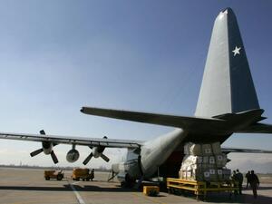 A Chilean Hercules C-130 military transport plane, the same model that has disappeared with 38 people on board (AFP Photo/DAVID LILLO)