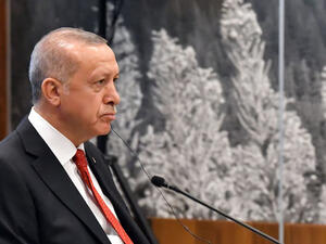 Turkish President, Recep Tayyip Erdogan attends the meeting of presidents of South-East Europe Co-operation Process (SEECP), on Mt. Jahorina, near Sarajevo, on July 9, 2019. (ELVIS BARUKCIC / AFP)