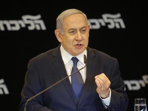 Israeli Prime Minister Benjamin Netanyahu speaks at a press conference regarding his intention to file a request to the Knesset for immunity from prosecution, in Jerusalem on January 1, 2020. GIL COHEN-MAGEN / AFP
