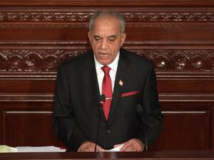 Tunisia's Prime Minister-designate Habib Jemli addresses parliamentarians during a plenary session in the capital Tunis, on January 10, 2020, for a confidence vote on his proposed cabinet line-up. Jemli unveiled on January 2, a proposed government composed of independent figures, after months of negotiations between political parties to fill positions failed. The cabinet of 28 ministers, most of whom are unknown to the general public, including four women, needs to receive parliamentary assent. FETHI BELAID