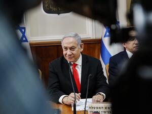 Israeli Prime Minister Benjamin Netanyahu attends the weekly cabinet meeting at his office in Jerusalem on January 19, 2020. GIL COHEN-MAGEN / POOL / AFP