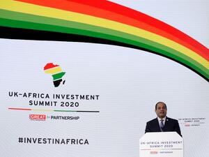 Egypt's President Abdel Fattah al-Sisi speaks during the UK-Africa Investment Summit in London on January 20, 2020. Matt Dunham / POOL / AFP
