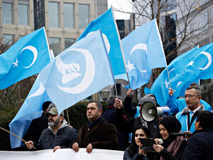 Activists protest the treatment of Uyghur Muslims by Chinese authorities in Xinjiang province. (Shutterstock/ File Photo)