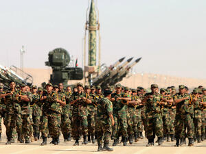 Soldiers from the self-styled army of Libyan Strongman Khalifa Haftar take part in a military parade in the eastern city of Benghazi on May 7, 2018. (Abdullah Doma / AFP)