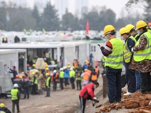 The new hospital is one of the two dedicated facilities being constructed to help tackle the viral outbreak. AFP