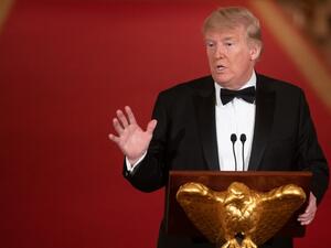 US President Donald Trump speaks during the Governors' Ball in the East Room of the White House in Washington, DC, February 9, 2020. SAUL LOEB / AFP