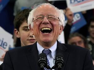 Democratic presidential hopeful Vermont Senator Bernie Sanders speaks at a Primary Night event at the SNHU Field House in Manchester, New Hampshire on February 11, 2020. Bernie Sanders won New Hampshire's crucial Democratic primary, beating moderate rivals Pete Buttigieg and Amy Klobuchar in the race to challenge President Donald Trump for the White House, US networks projected.  TIMOTHY A. CLARY / AFP