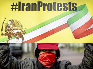 Opponents to the Iranian regime protest outside the Iranian embassy in The Hague on February 21, 2020 as Iran holds today general election that conservatives are expected to dominate amid voter apathy amid an economic slump, multiple crises and the disqualification of thousands of candidates. Sem VAN DER WAL / ANP / AFP